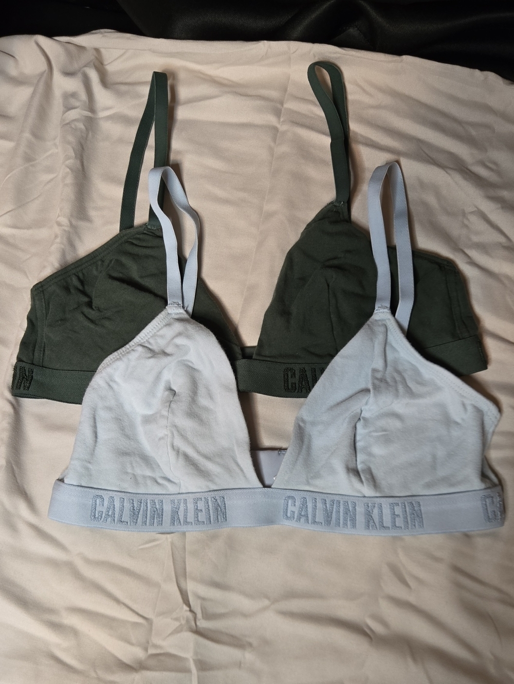 Calvin Klein Olive Green & Light Gray Triangle Bralette Set